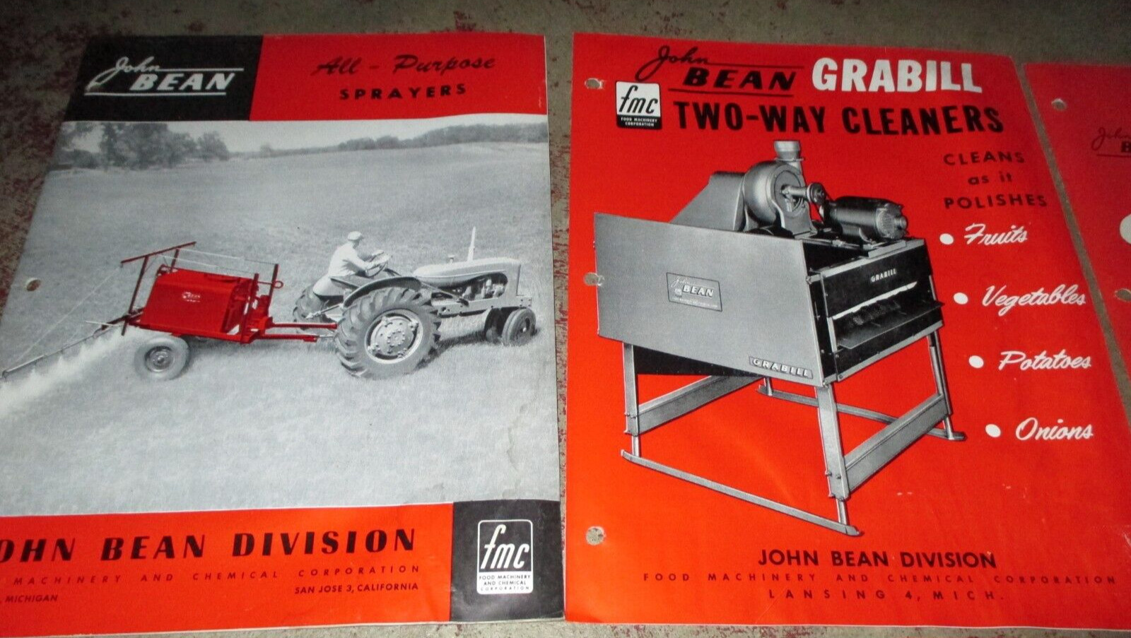 LOT OF 5 JOHN BEAN SALES BROCHURES cleaners, sprayers, dusters, applicators
