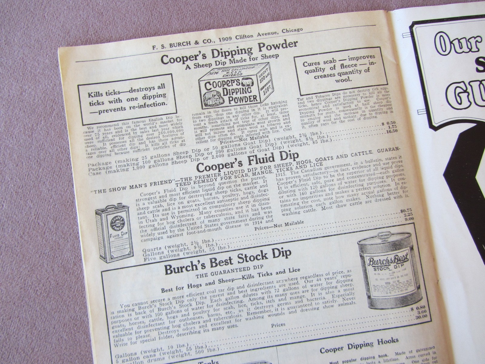 Vintage c1930 F.S. Burch’s Stockmen’s Supplies Catalog Tools Chemicals Prices
