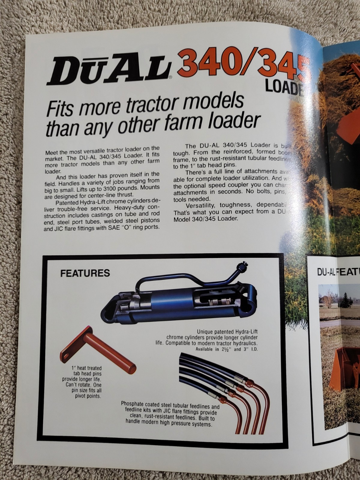 DUAL 340 / 345 Tractor Front LOADER BROCHURE John Deere MF Sioux Falls, SD.