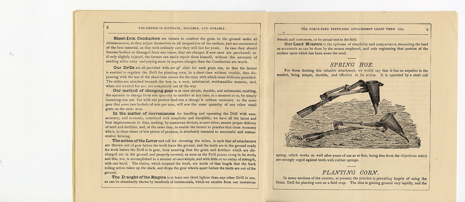 1883 EMPIRE DRILL for Grain, Farming & Fertilizing Promotional Booklet, Catalog