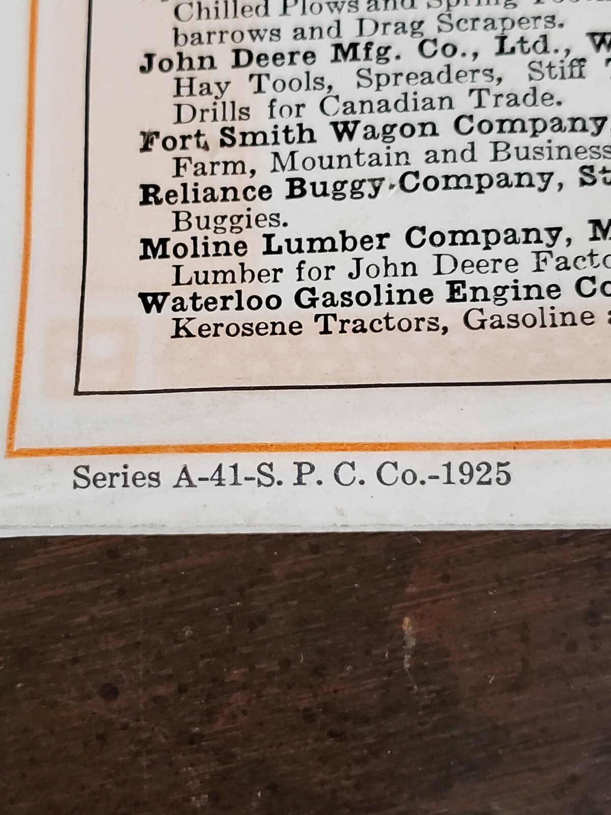 Vintage John Deere Syracuse Mailer, Series A-41-S. P. C. Co.-1925