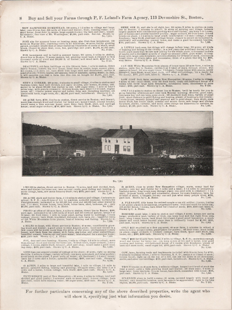 P. F. Leland&rsquo;s Farm Agency, Boston, Mass. Property Add Circular No. 44, ca 1890