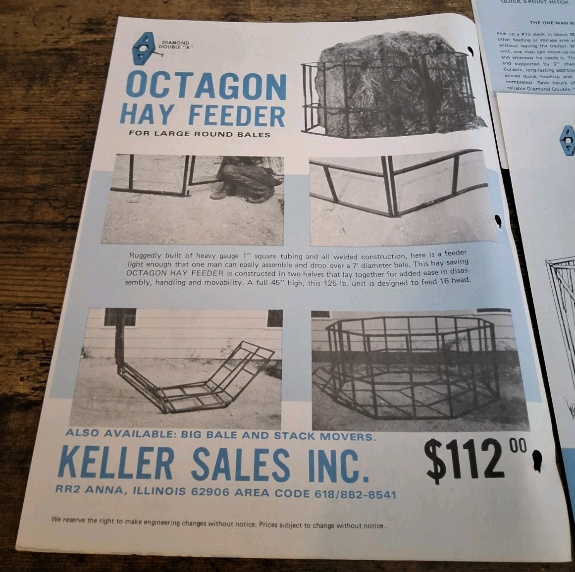 Keller Sales Inc Hay Feeder And Big Bale Hands Brochures With Price List