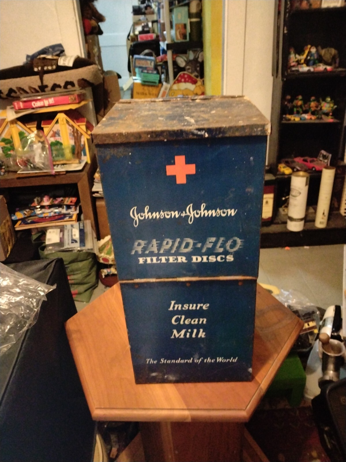 Johnson Johnson Milk Filter Discs Metal Cabinet Souix City Iowa Farm Advertising