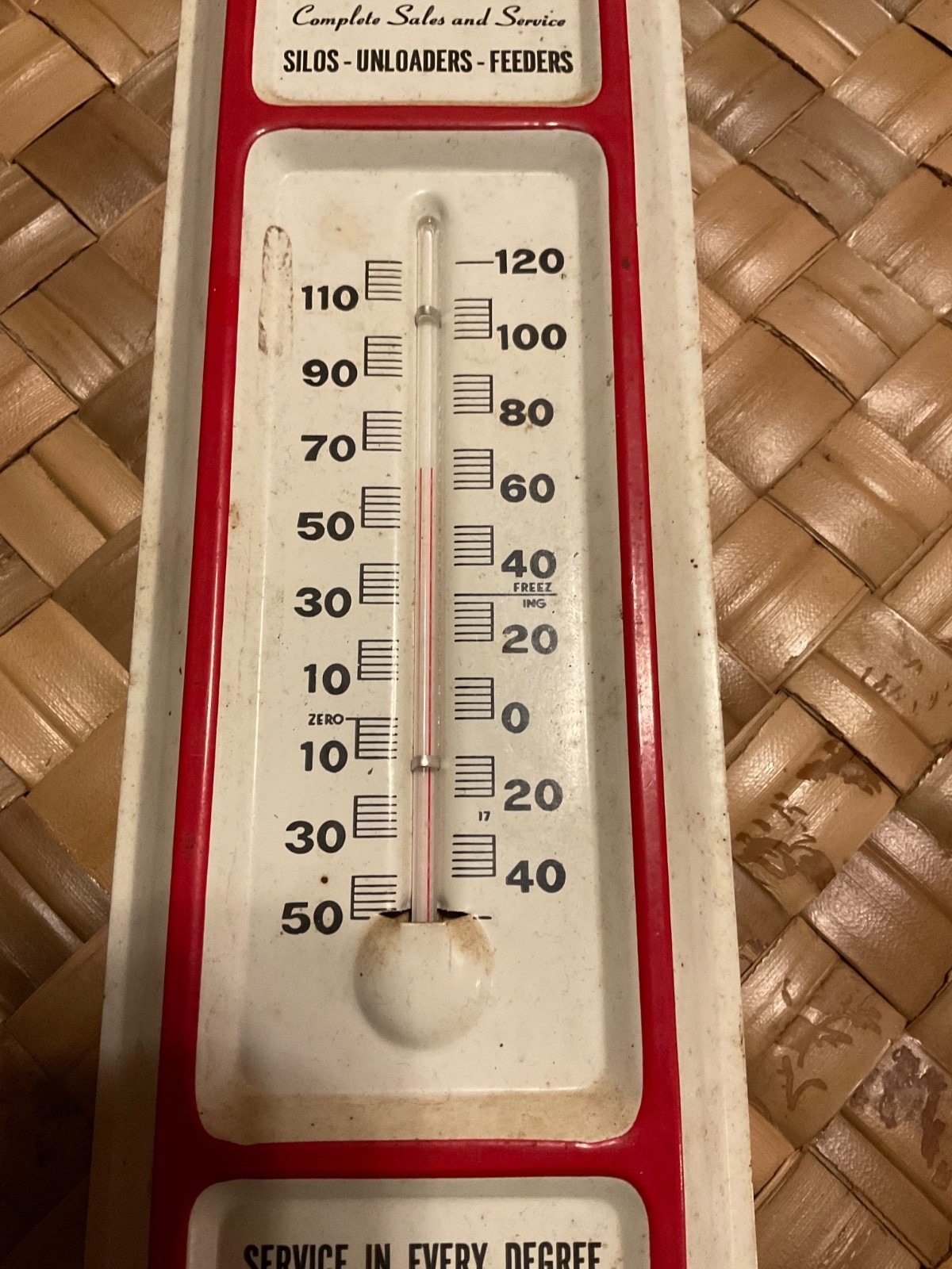Vintage Tin Thermometer Mast-Lepley Silo Ohio Farm Grain Feeders Unloaders 13&Prime;X4