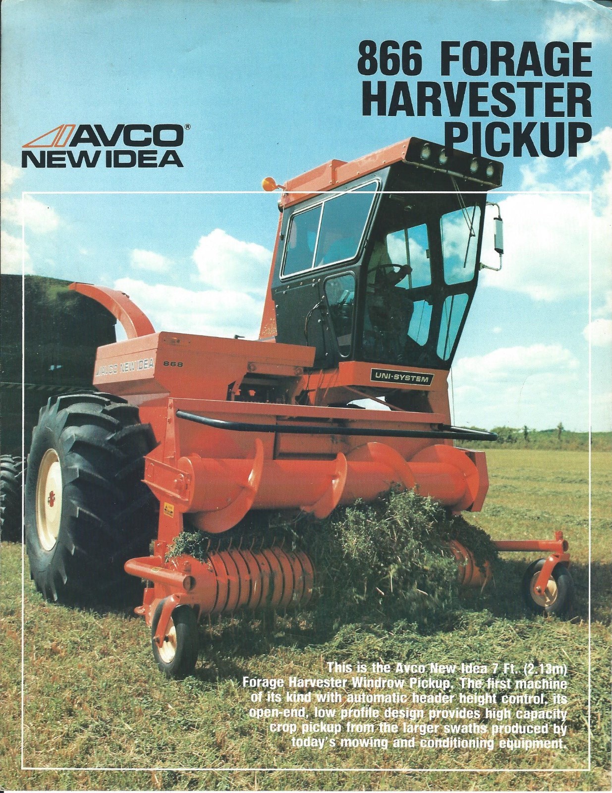 Farm Equipment Brochure Ad – Avco New Idea – 866 Windrow Pickup – c1982 (F6216)