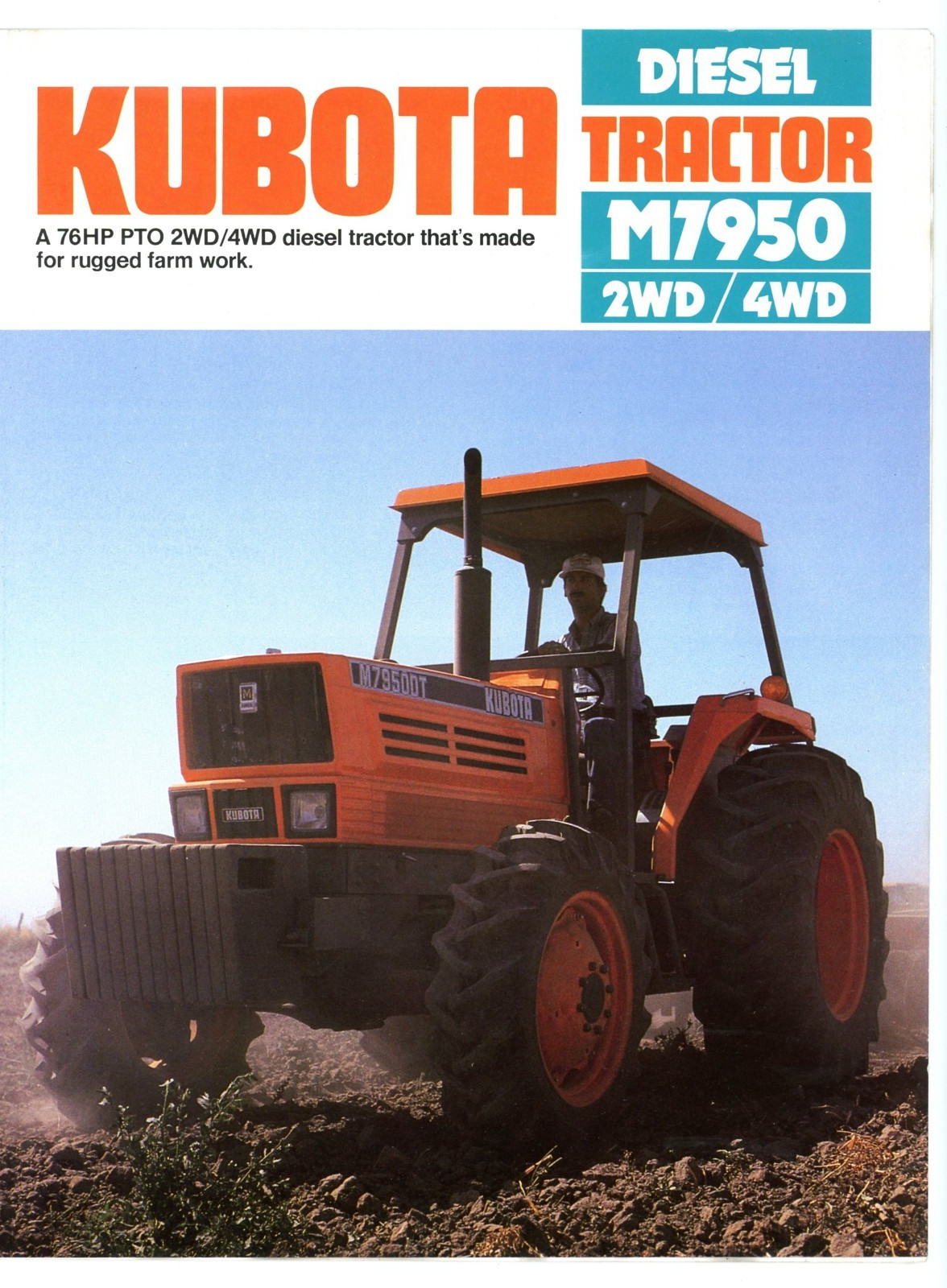 Kubota M7950 Diesel Tractor 2WD 4WD 1985 sales brochure