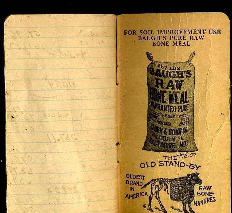 1946 BAUGHS ANIMAL BONE MANURES ACTIVE CROP FERTILIZERS