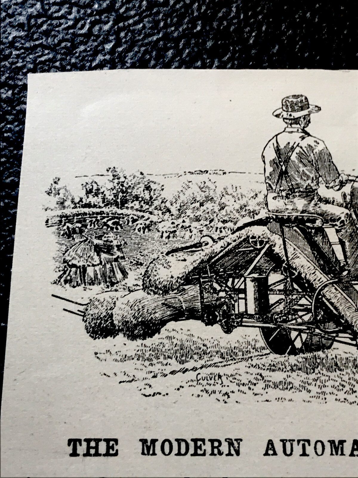 1896 Automatic, Cord, Grain Binder Farm Engraving Advertising