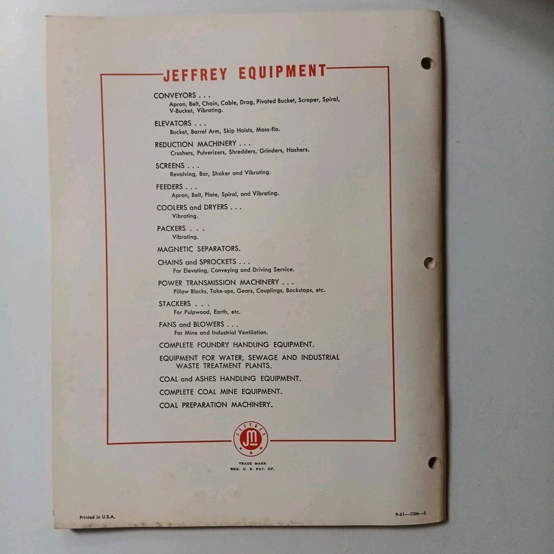 1960s Jeffrey Electric Vibrating Feeders And Conveyors Machinery Catalog 998