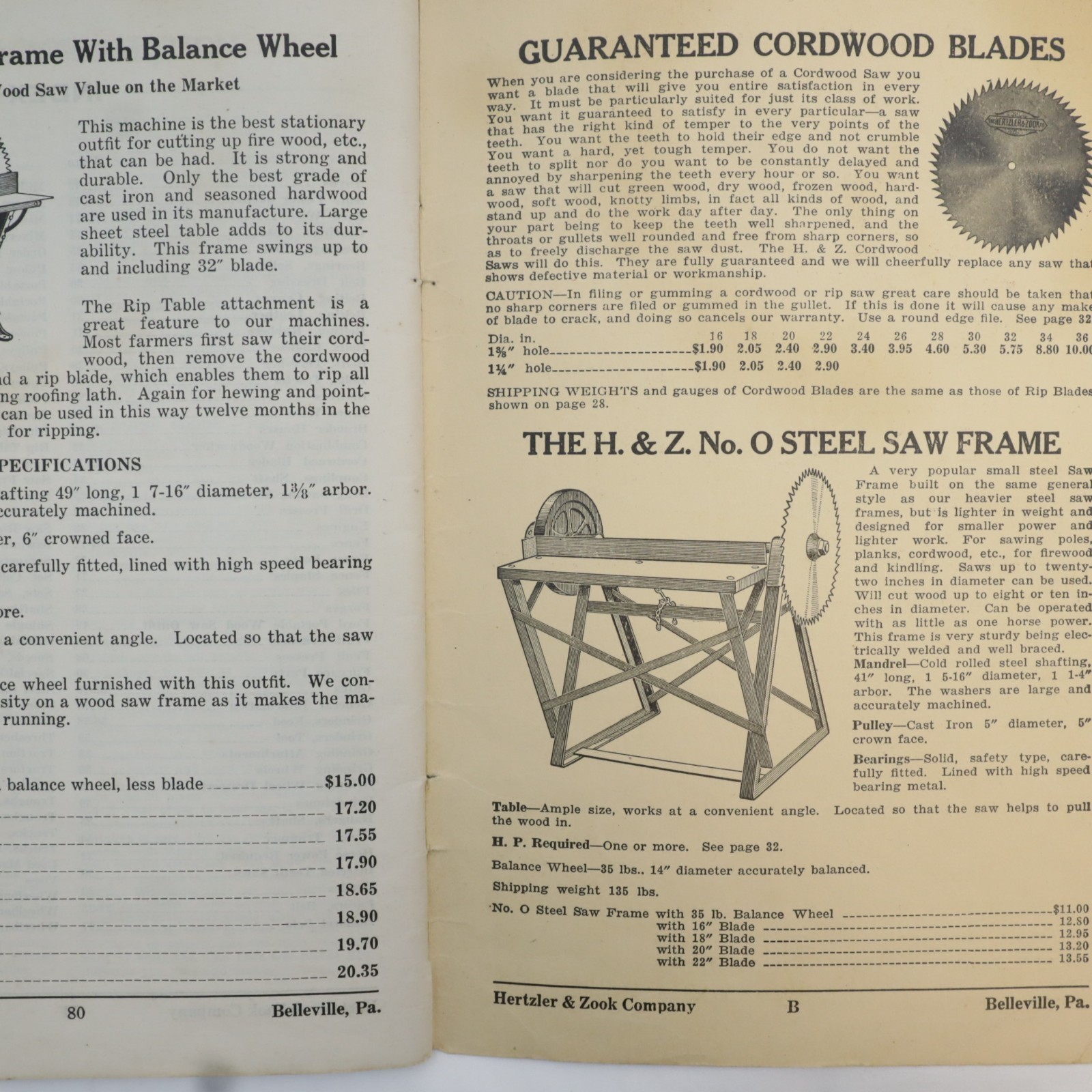 1931-1932 Hertzler & Zook Wood Sawing Machines Farm Tractor Implements Catalog