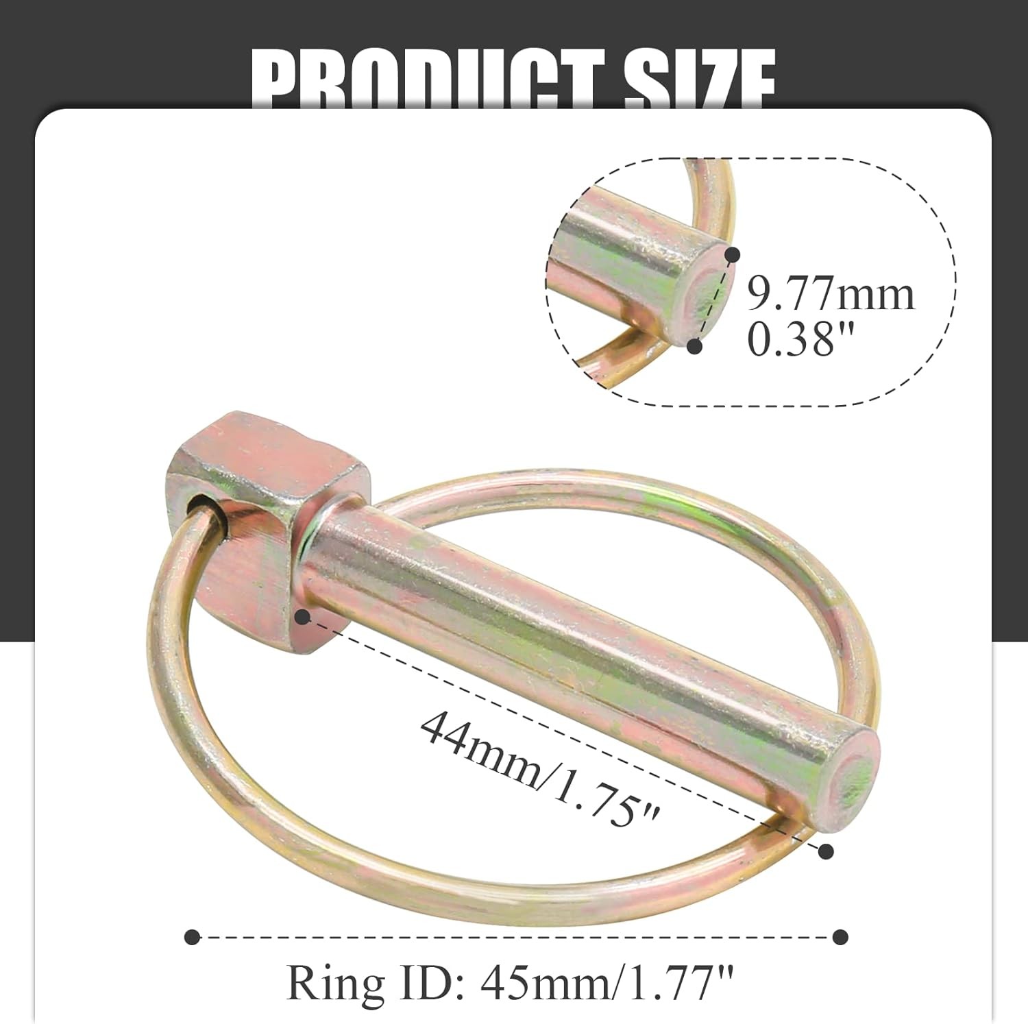 6Pcs 3/8 Inch Heavy Duty Lynch Pin with Ring Round Linch Pins Assortment Kit New