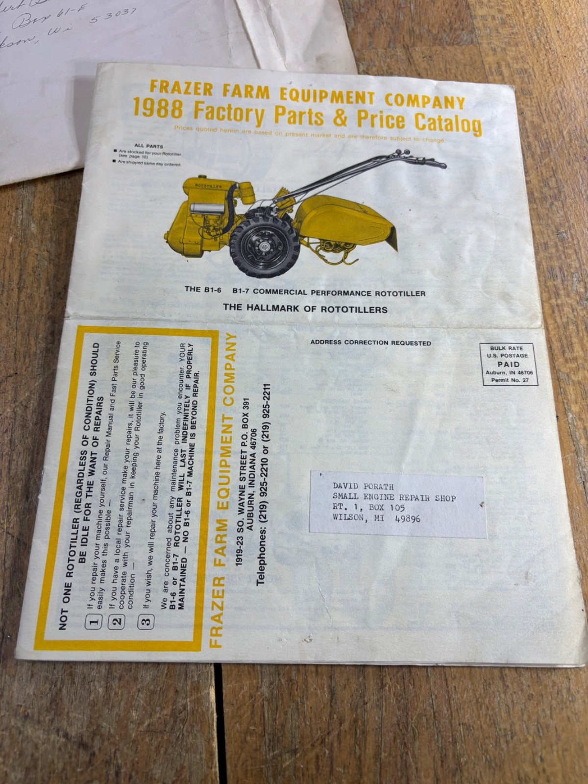 60s-1970s 1980s Frazer Farm Equipment Rototiller Parts Catalog Price List lot- 5