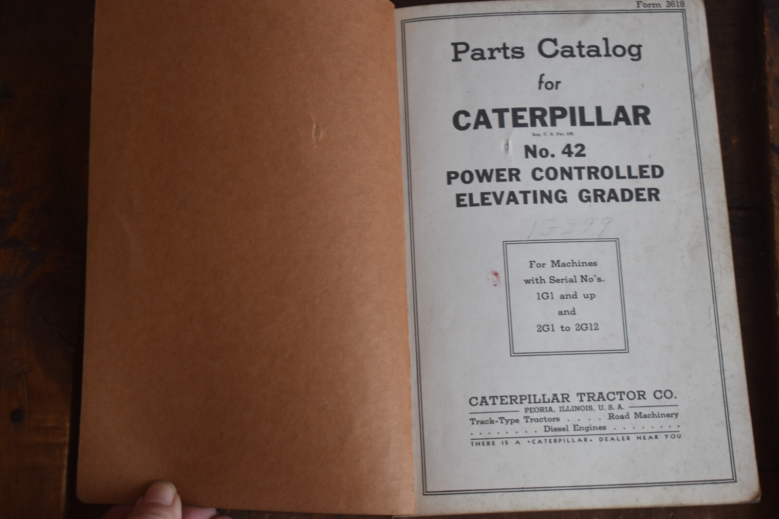 Vtg Caterpillar No 42 Power Controlled Elevating Grader Parts Catalog