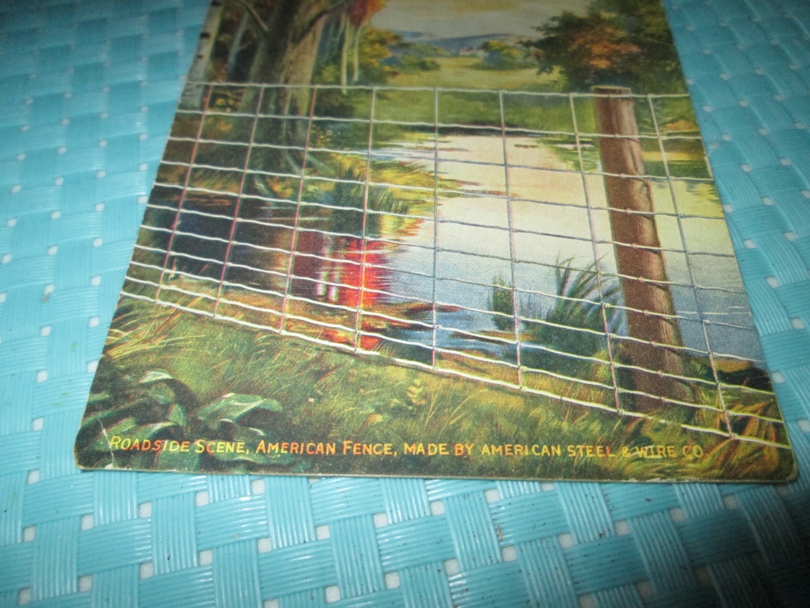 1911 Advertising Postcard AMERICAN FENCE Roadside Scene American Steel & Wire