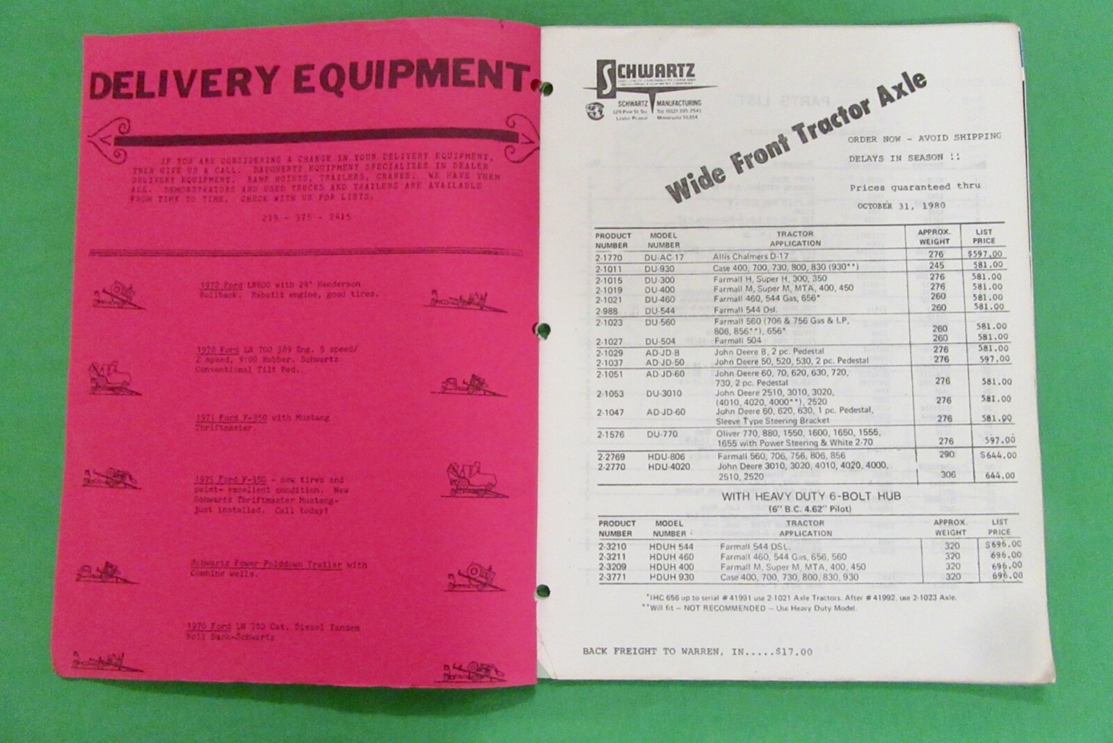 Daugherty Equipment Mini Catalog (1980) Warren, Indiana