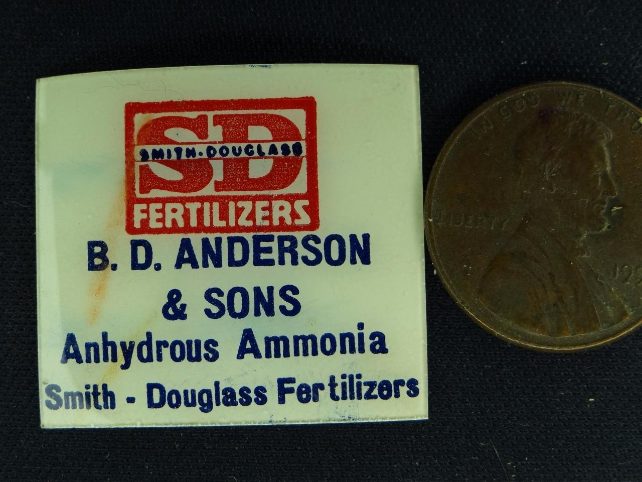 Smith Douglas Fertilizer Anderson Artist Matchbook Proof on Celluloid Tray8-17