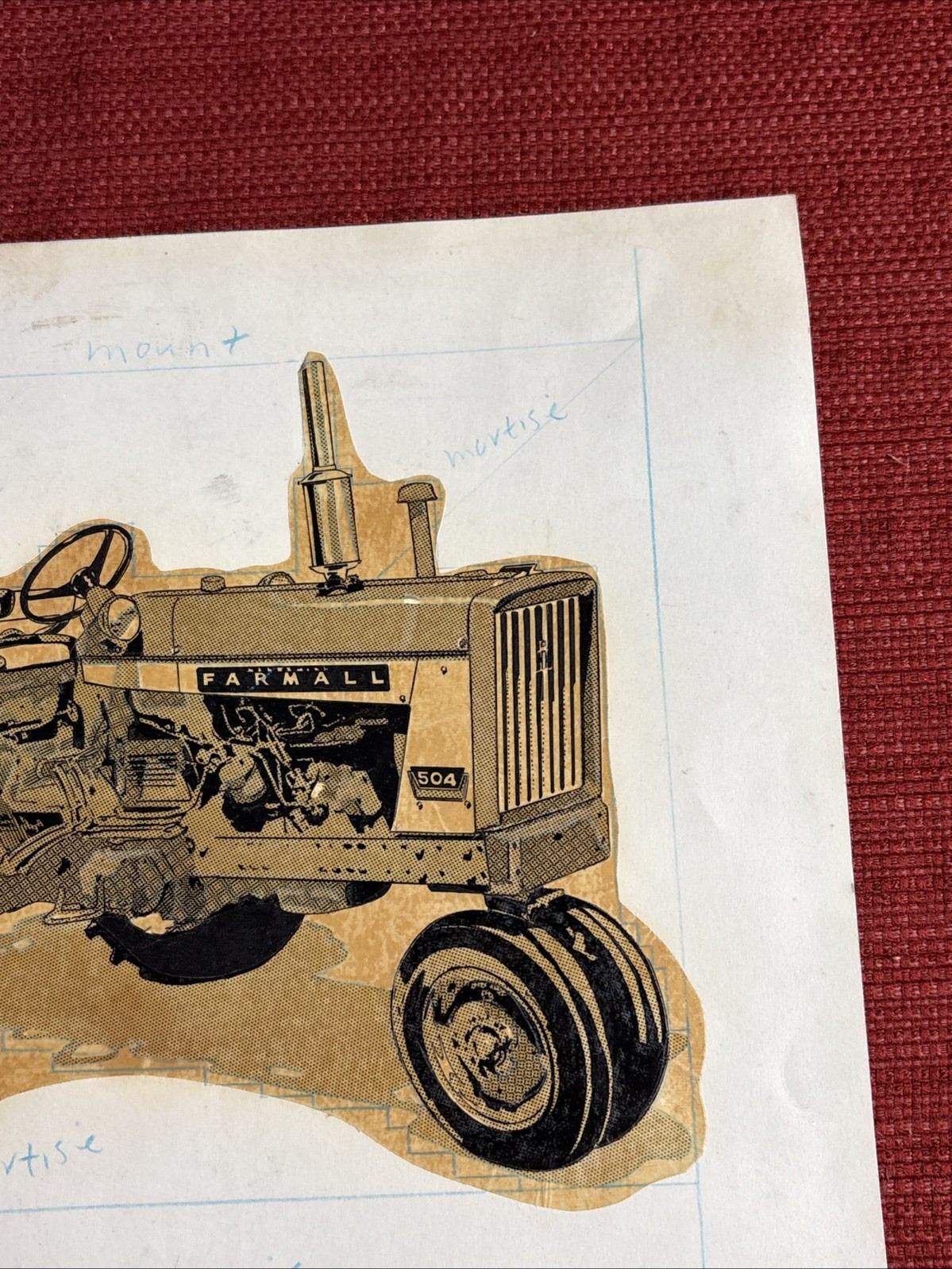Vintage 1962 Farmall 504 Tractor Advertising Mock Up Art For Newspaper