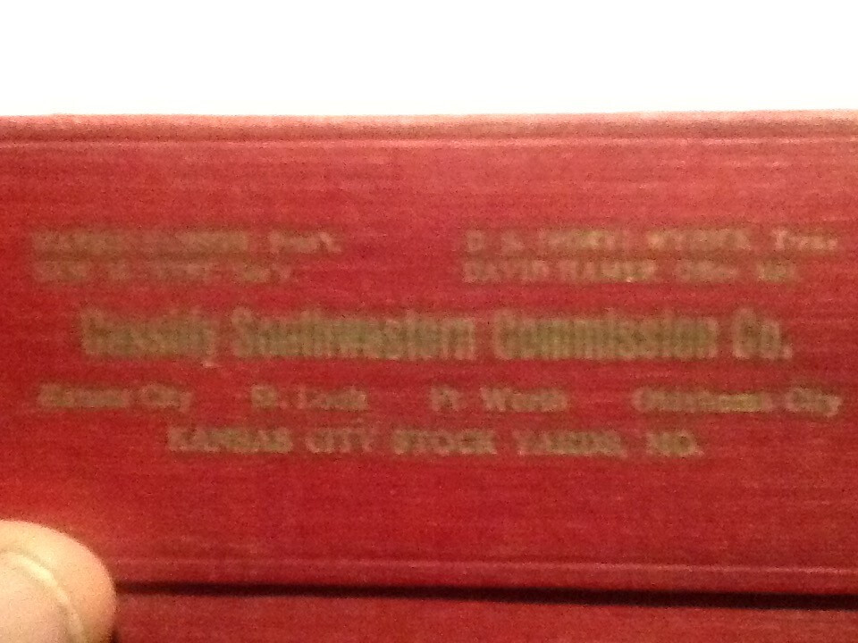 Antique Pocket Cassidy Southwestern Commission Co KC Mo Livestock Buyer Notebook