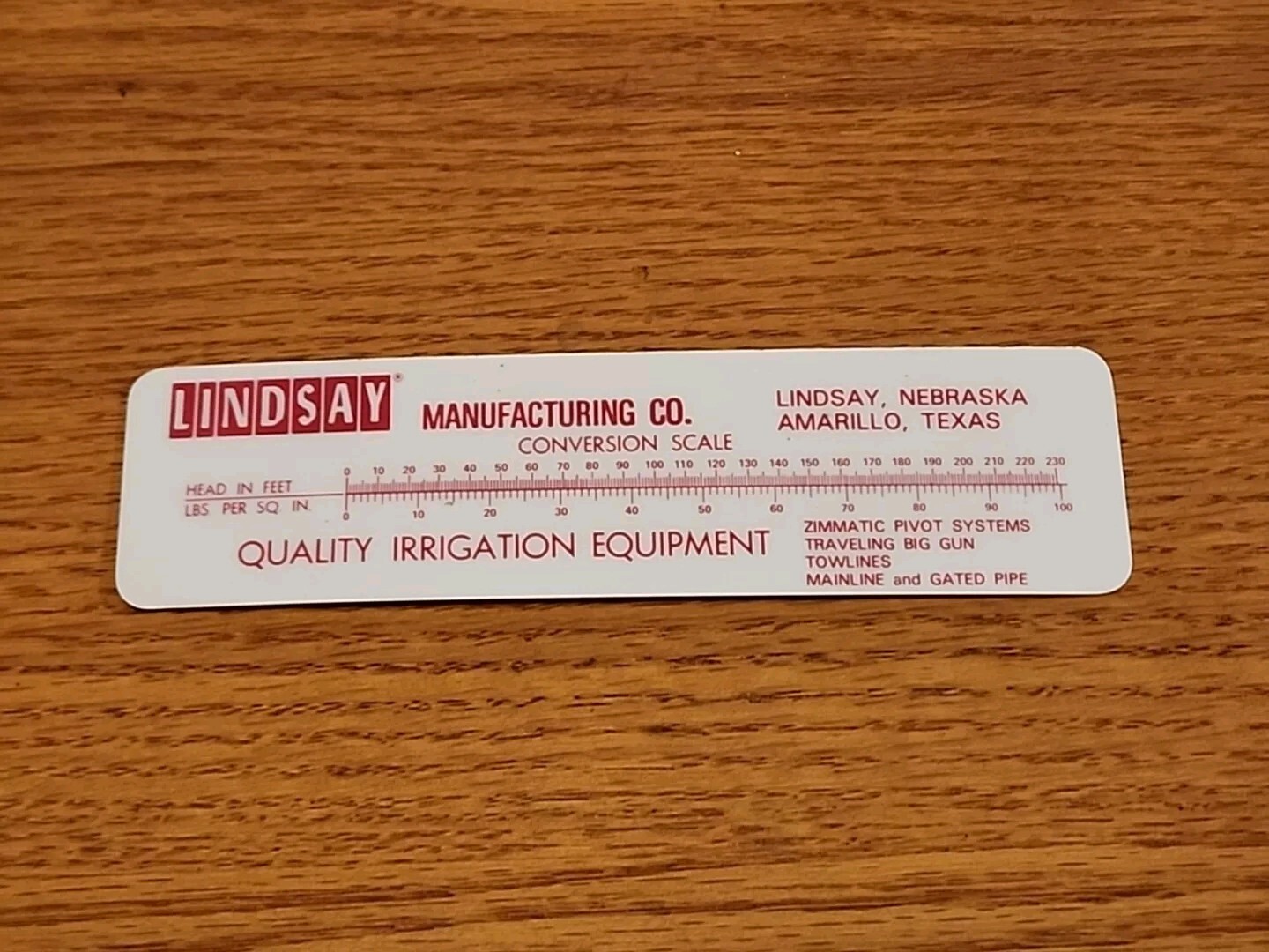 Vintage Lindsey Zimmatic Ruler Lindsay NE Amarillo TX