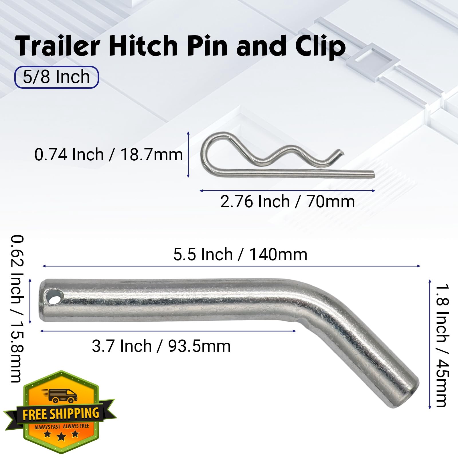 Qjaiune Trailer Hitch Pin 5/8 Inch 1 Pack