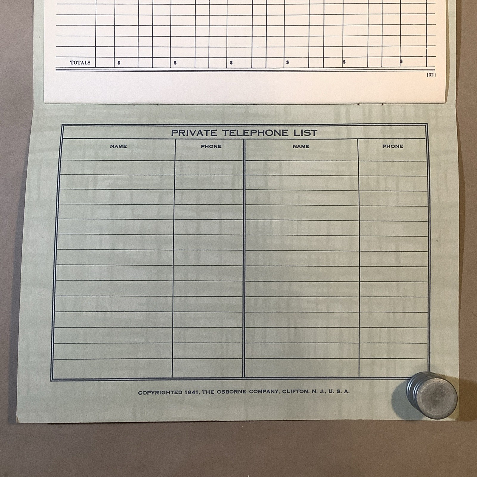 1942 Muntz-McLaughlin Co. Farm Inventory Telephone Chart Holgate OH INV-P0021