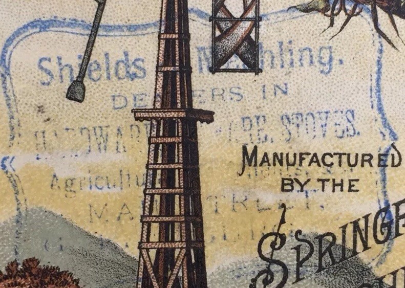 Aermotor Iron Windmill Engine Tower Litho American Ohio Merchant Rare Trade Card