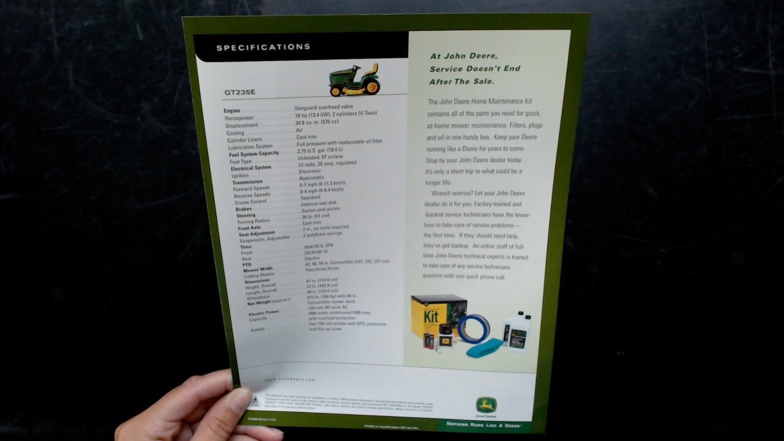 John Deere GT235E Brochure Lawn Tractor Electric Outlet Vintage