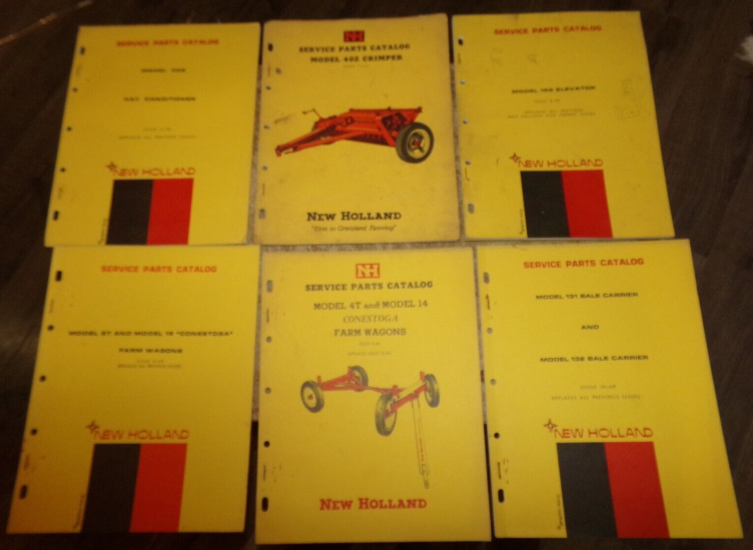 6-lot 1960&rsquo;s-1970&rsquo;s new holland equipment parts catalogs good used