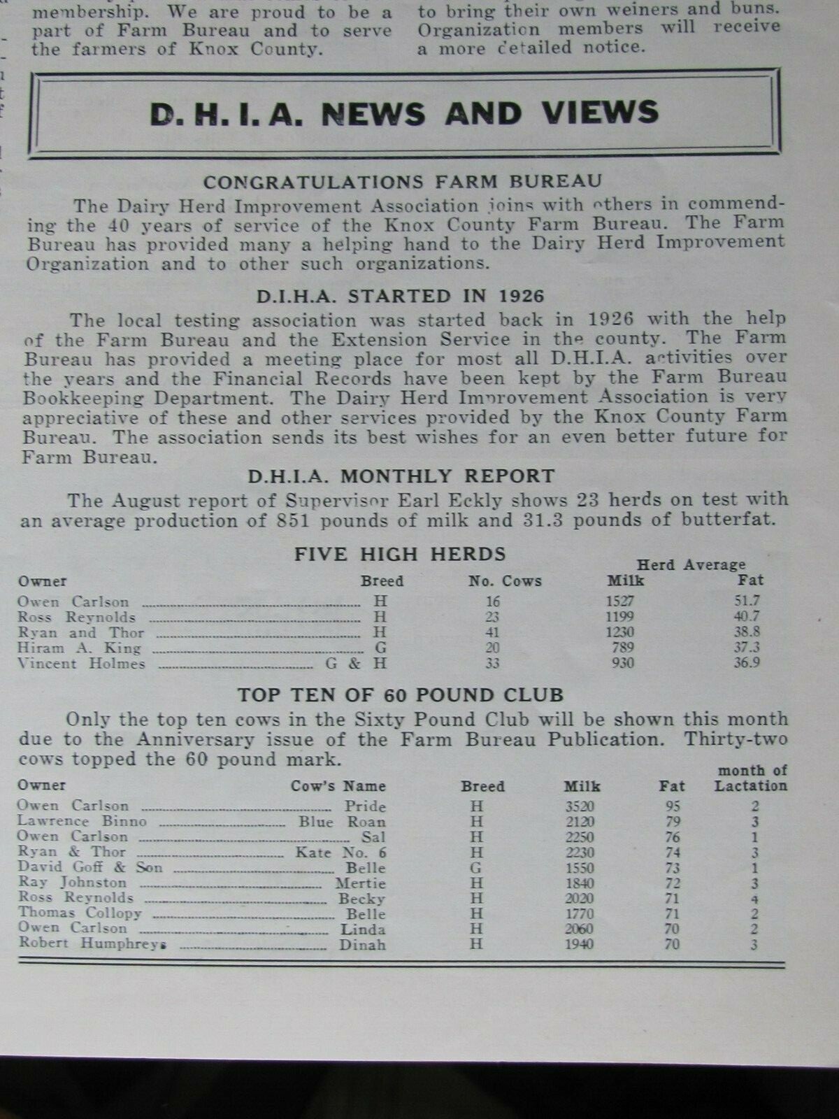 KNOX COUNTY ILL FS FARM BUREAU 25 & 40 YEARS ANNIVERSARY MAGAZINE 1943 & 1958
