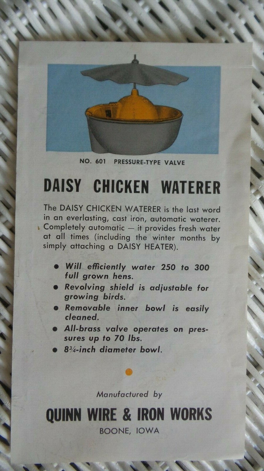 Vintage Advertising Flyer DAISY CHICKEN WATERER