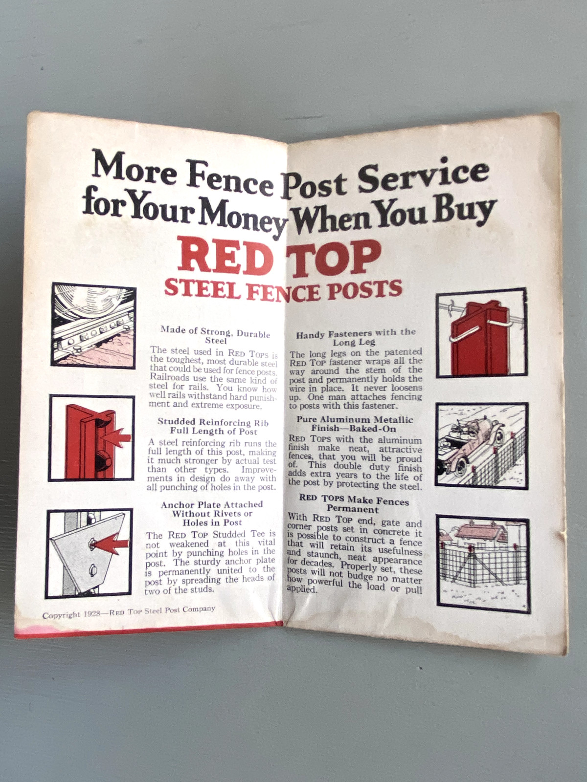 Vintage Red Top Steel Fence Posts Advertising Brochure Onaga Kansas Lumber 1928