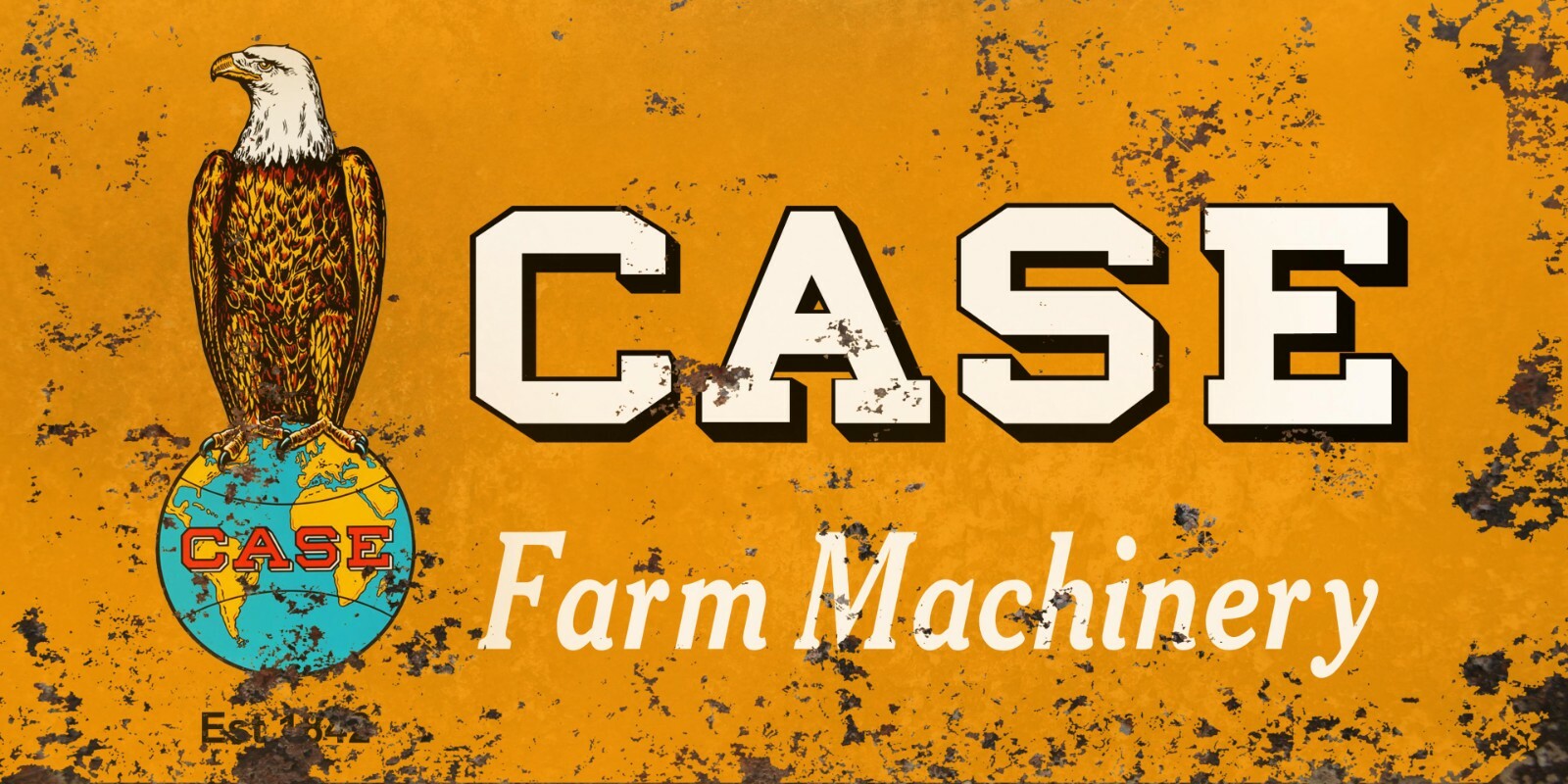 Case Farm Machine, Tractor, IH, Classic, Rustic, Vintage, Garage Man Cave Banner
