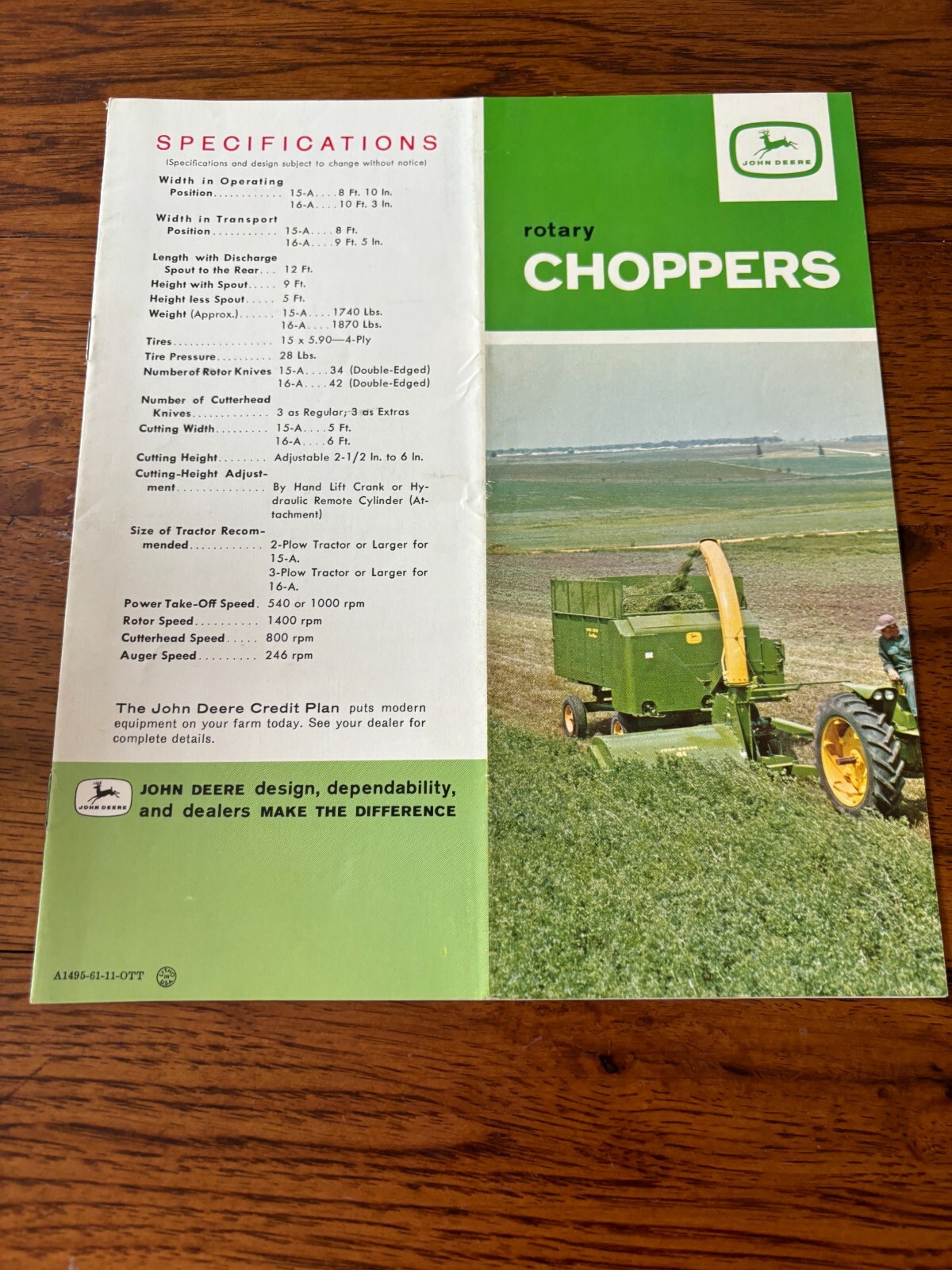 John Deere 15-A 16-A Flail Chopper For 1961 Brochure FCCA24