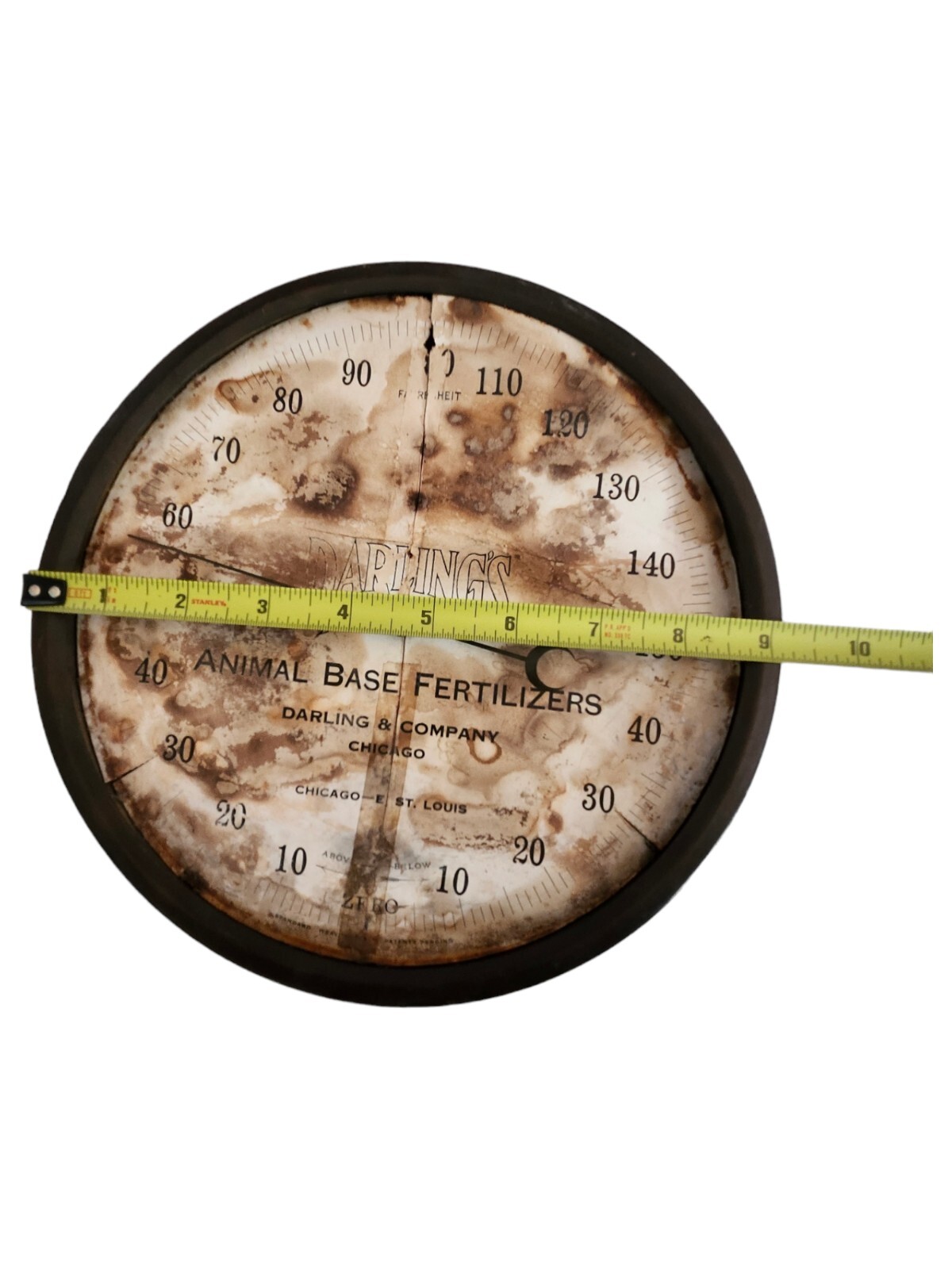Vintage Brass Thermometer Darling’s Animal Base Fertilizer Round 1930s USA