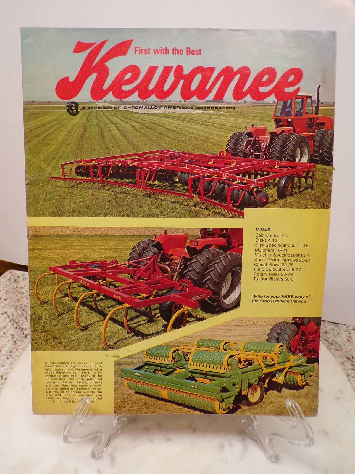 Kewanee Disks-Mulchers-Cultivators-Hoes Farm Machinery Color Catalog Illinois