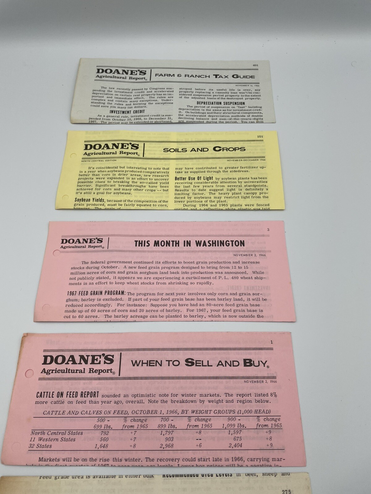 Vintage Doane&rsquo;s Agricultural Report 1966 Papers Feeding, Sell+Buy, Soils/crop G4