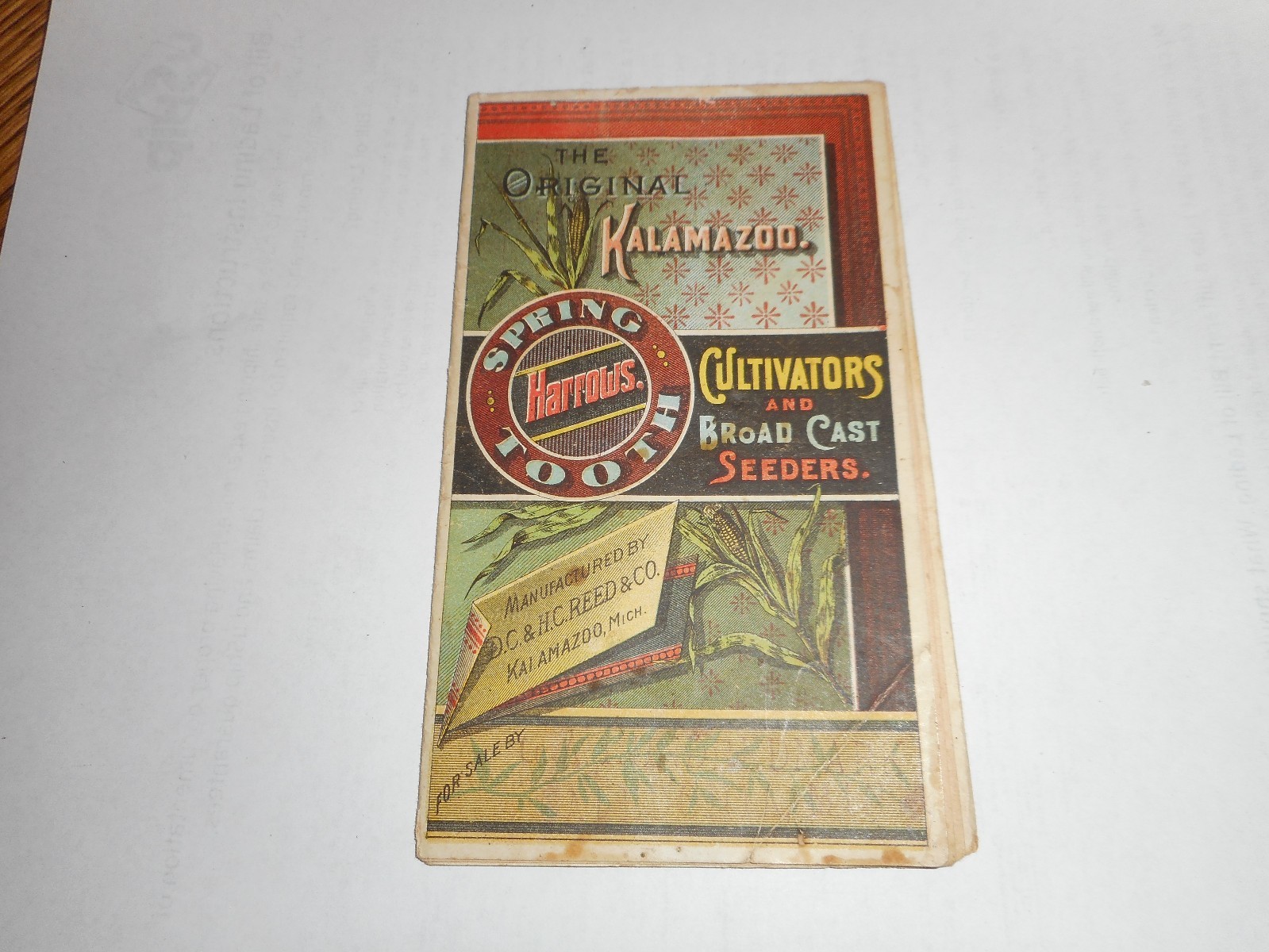 OLD KALAMAZOO SPRING TOOTH CULTIVATORS & SEEDERS FARM BROCHURE TRADE CARD FOLDER