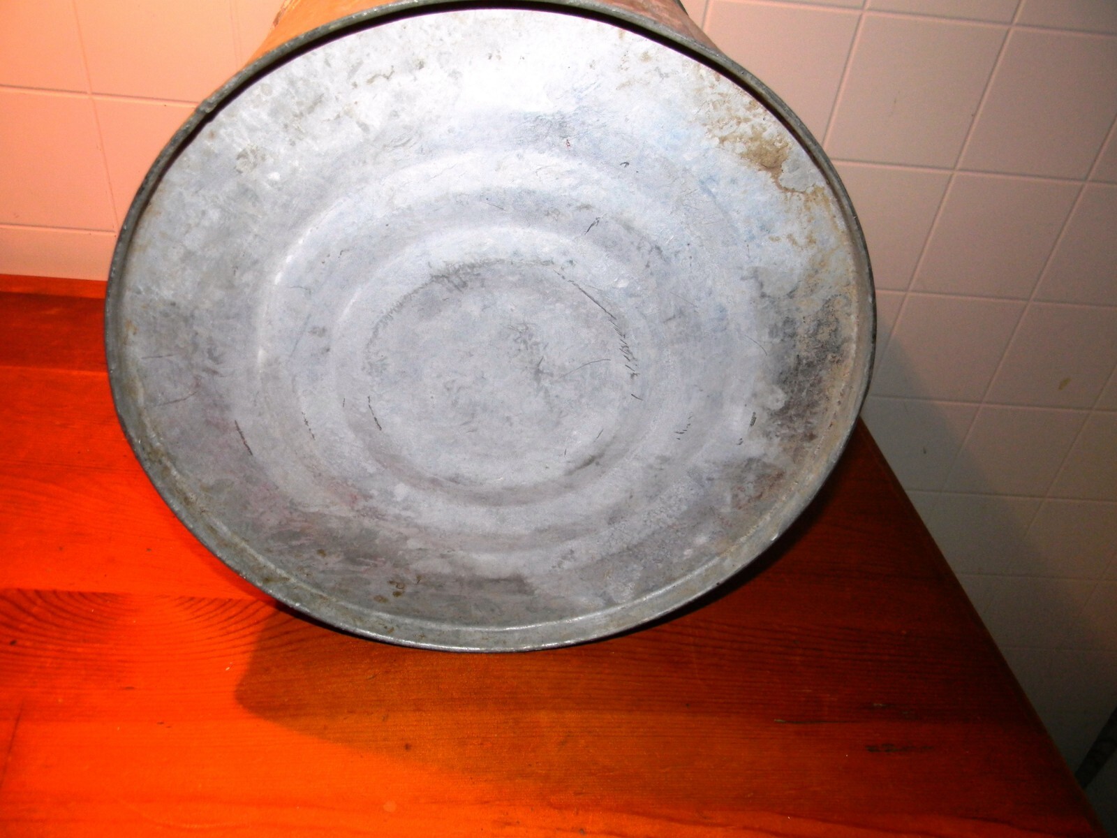 VINTAGE HAND BUCKET INDIAN LABEL 11 INCH TALL ZINC COATED WITH HANDEL PAIL