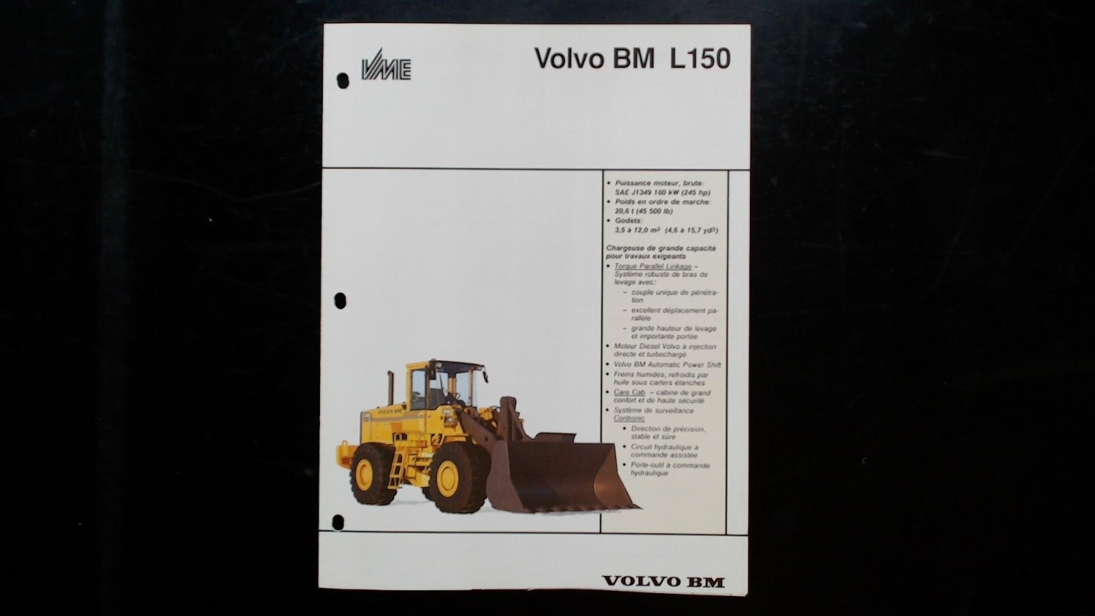Volvo BM L150 Agricultural Brochure Vintage 1980s Loader Specs