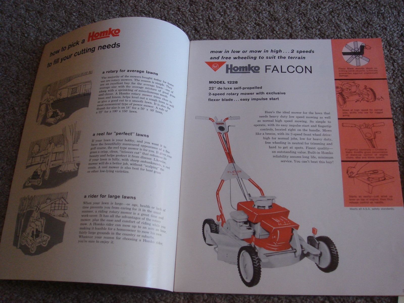 VINTAGE HOMKO 1963-1964 LAWN MOWER TRACTOR TILLER DEALER SALES BROCHURE LOT #2