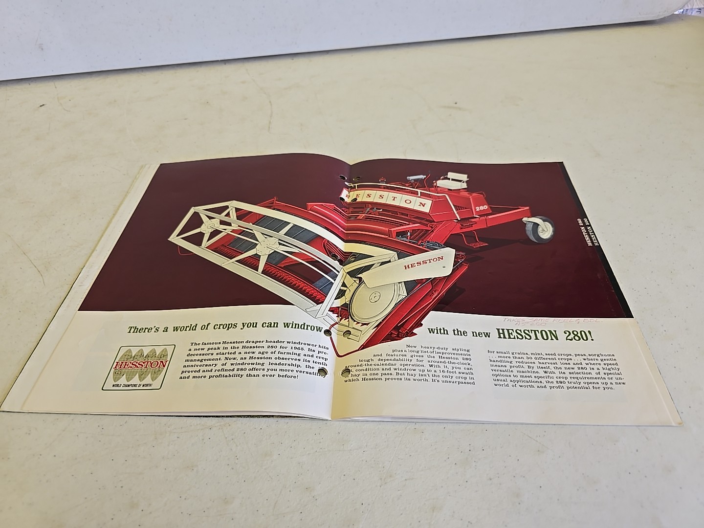 Vintage 1965 Hesston Windrower 110 280 500 Advertising Sales Brochure