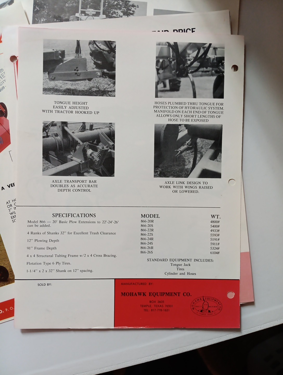 6 Mohawk Implements Spec Sheets Brochures Vintage Farming Advertising
