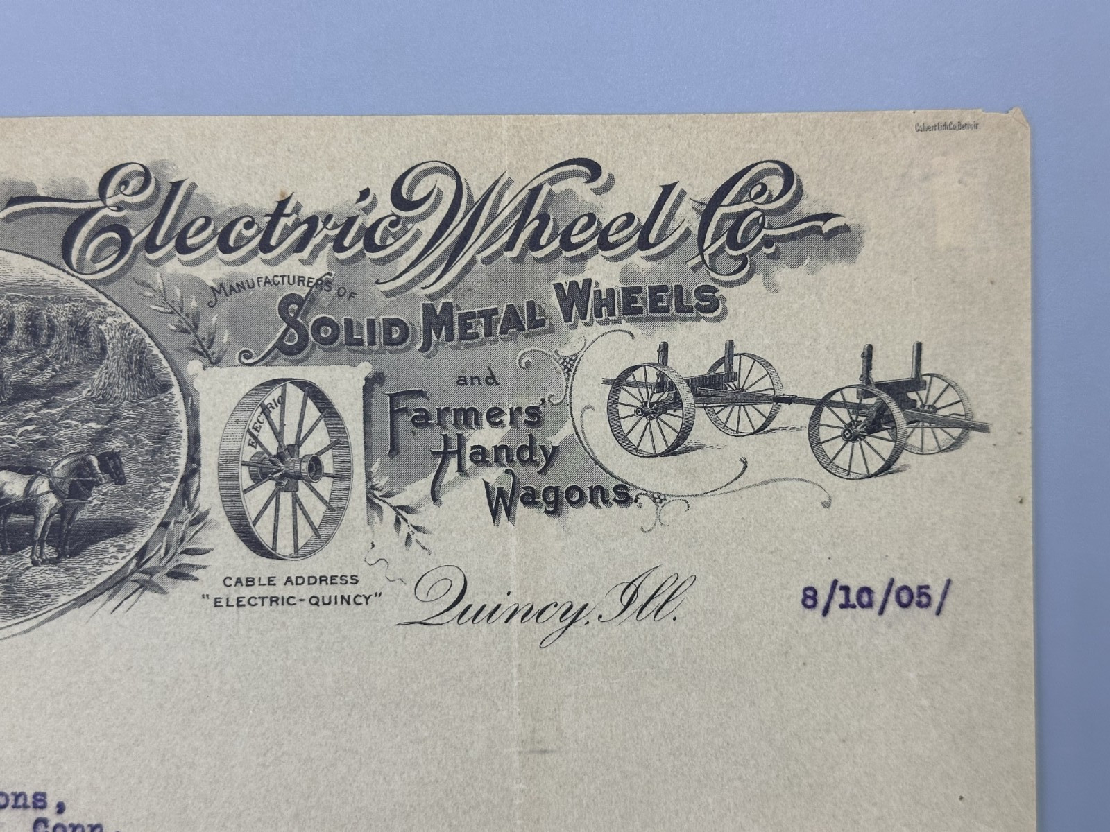 1904 ELECTRIC WHEEL Co FARM WAGONS Letter QUINCY Illinois Advertising