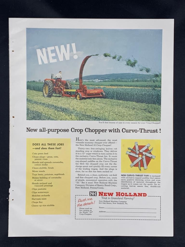 Magazine Ad* – 1959 – New Holland Farm Machinery – New Holland, PA -Crop Chopper