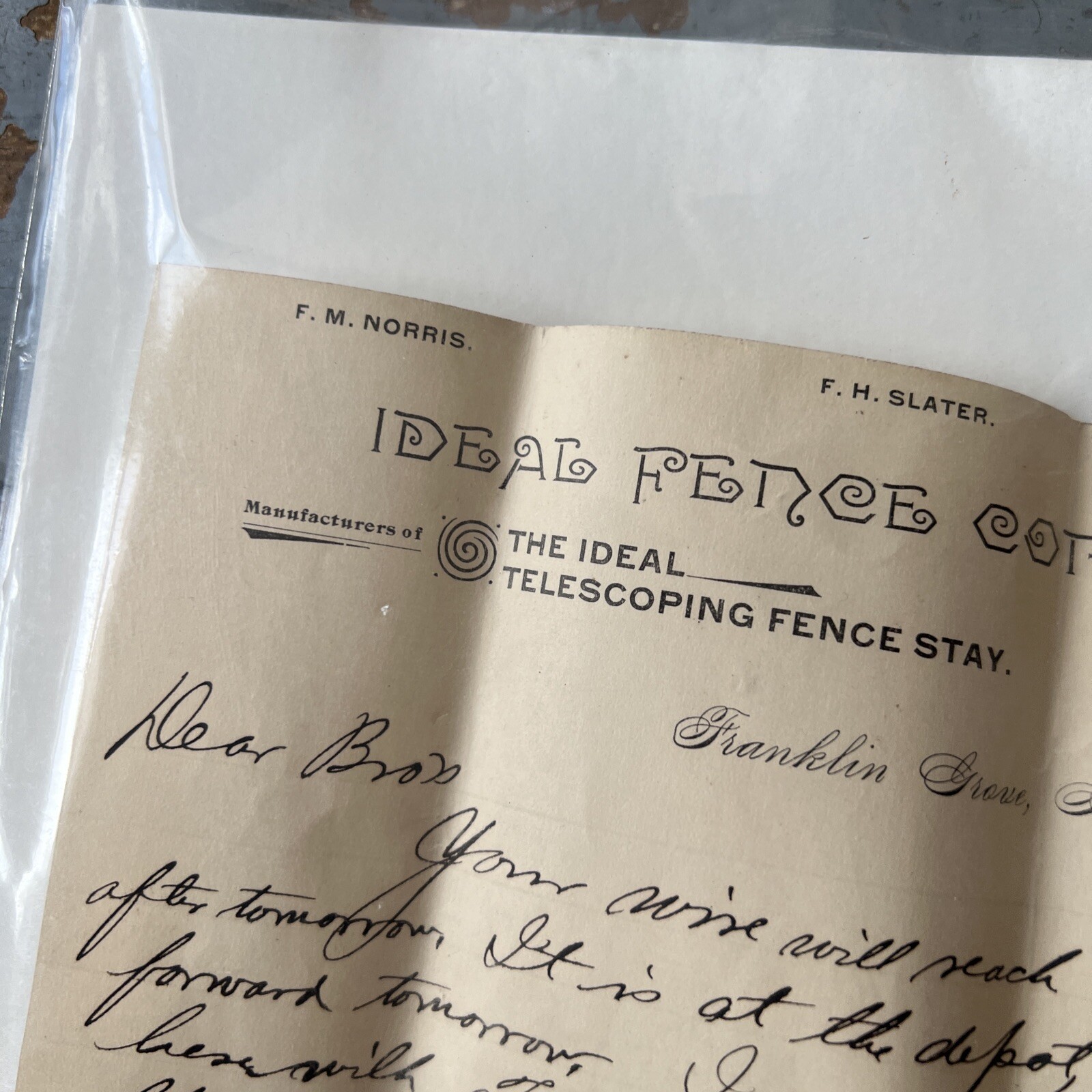 1896 Ideal Fence Company Franklin Grove, IL Letterhead Ephemera Farm Agriculture