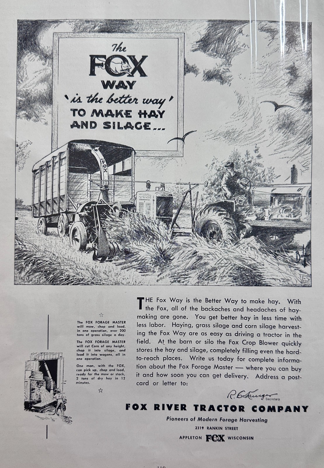 1948 Forage Harvester by Fox River Tractor Co Ad #1709