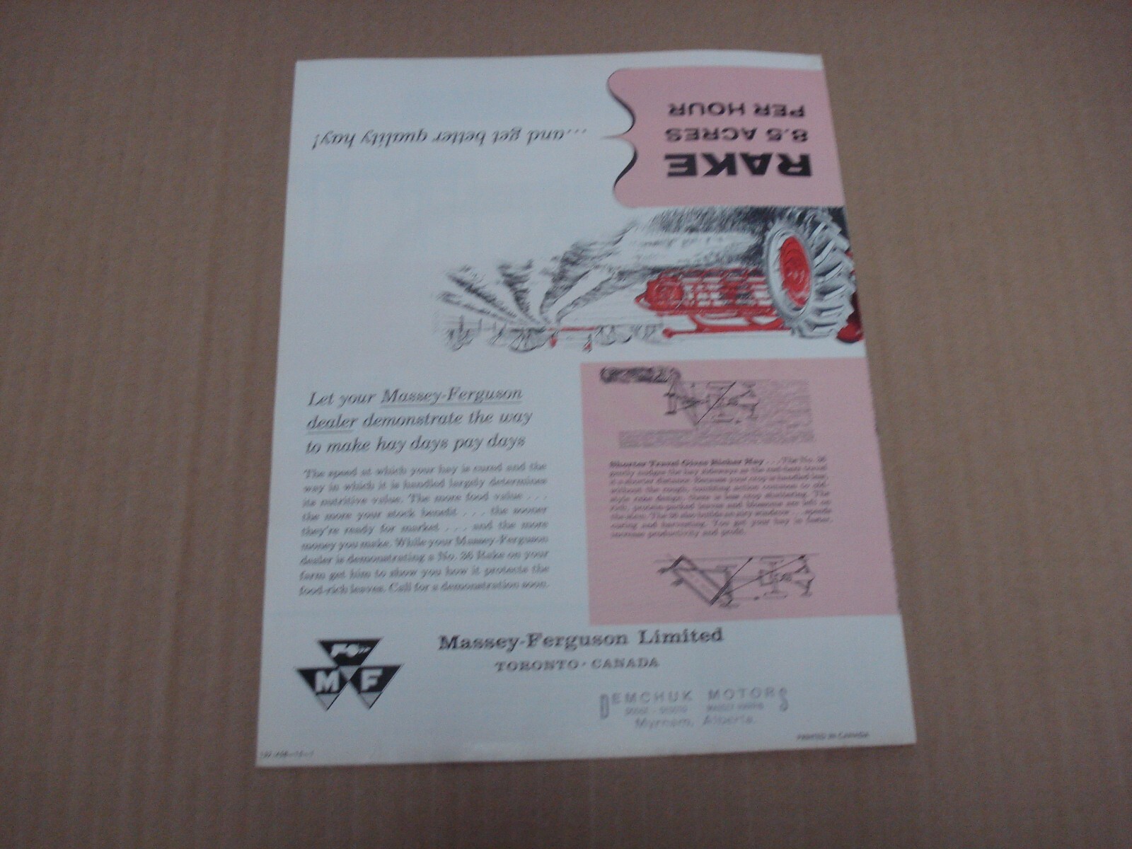 1958 Massey-Ferguson No 36 Side-Rake Brochure