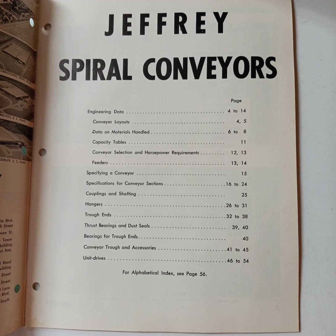 1960s Jeffrey Spiral Conveyors & Feeders Machinery Catalog 1001 Advertising