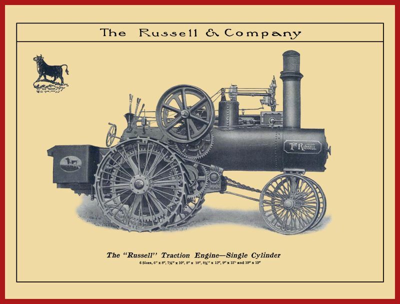 1908 Russell Single Cylinder Traction Engine NEW Metal Sign: Massillon, OhiO